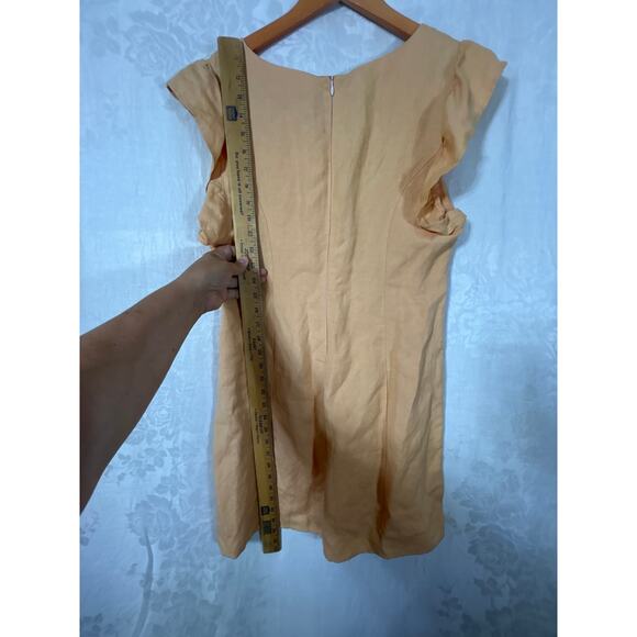 Urban Renewal Dress Large Orange Linen Ruffle Sleeve USA Made Vintage Fabric - Picture 7 of 7